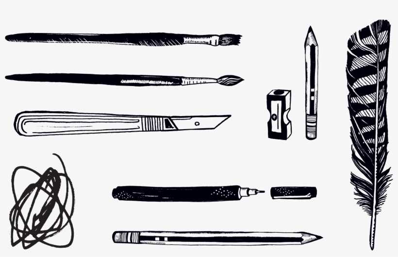 Tattly Art Supplies 00 V=1532010110 - Tattly タトゥーリー 刺青 ステッカー ブラック パック, transparent png download