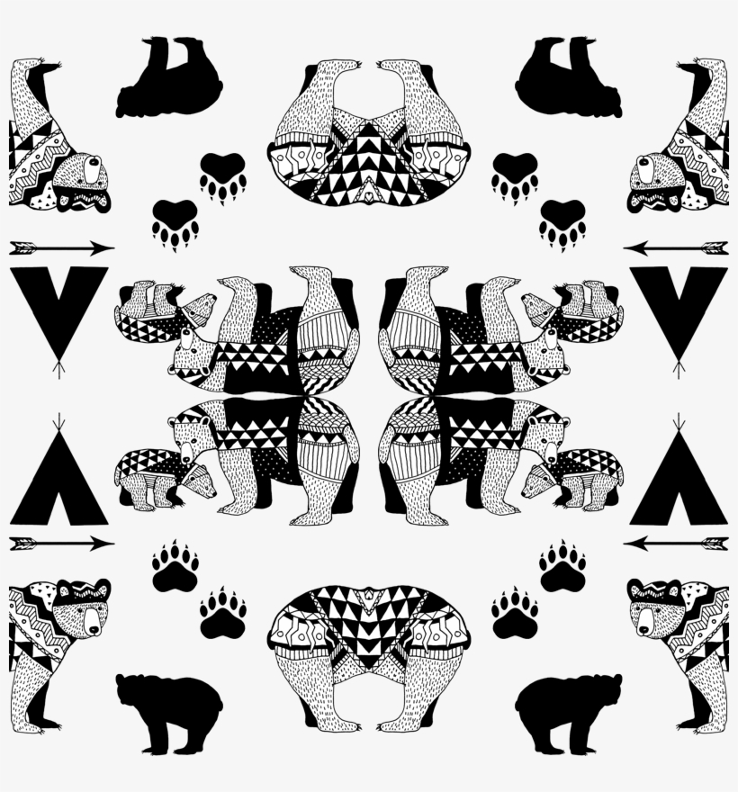 6 Geo Bear Family Indian Tribal Tee Pee Arrow Paw Print, transparent png download