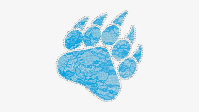 Lace Bear Paw Prints With Rhinestones Outline Design - Motif, transparent png download