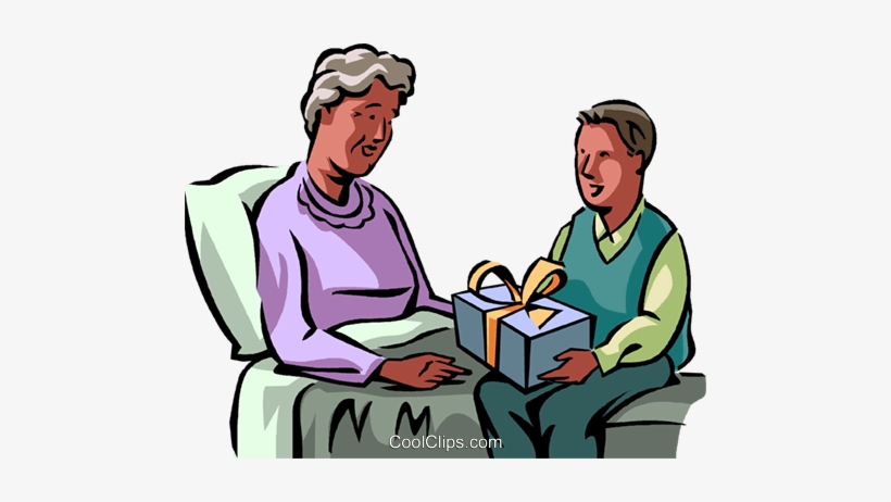 Grandson Giving His Grandmother A Gift Royalty Free - Visit His Grandma, transparent png download