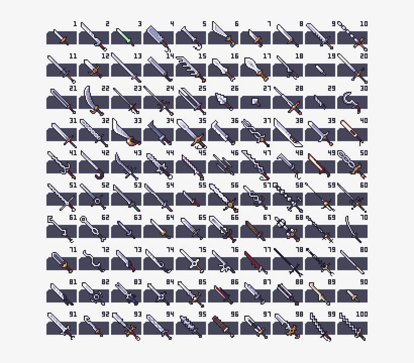 Deviantart Is The World's Largest Online Social Community - Pixel Art Weapons Grid, transparent png download