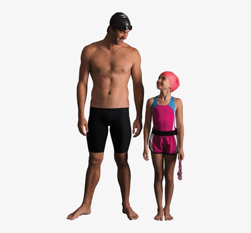 Michael Phelps Standing Next To Young Girl People Cutout, - Michael Phelps Cutout, transparent png download