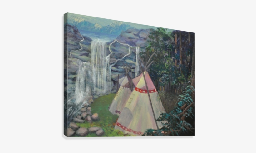 Tranquil Teepees Canvas Print - Painting, transparent png download
