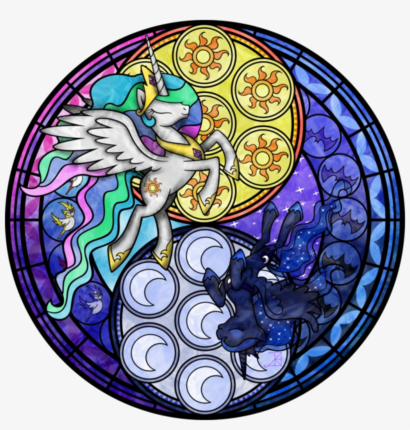 Akili-amethyst, Dive To The Heart, Eyes Closed, Kingdom - Luna And Celestia Stained Glass, transparent png download