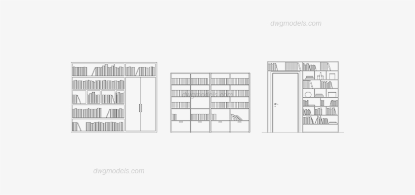 Download Bookcases Dwg, Free Cad Blocks Download - Bookcase Dwg ...