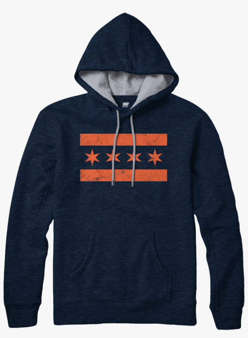 Chicago Flag Lightweight Hoodie Sweatshirt Navy Blue - Hoodie, transparent png download