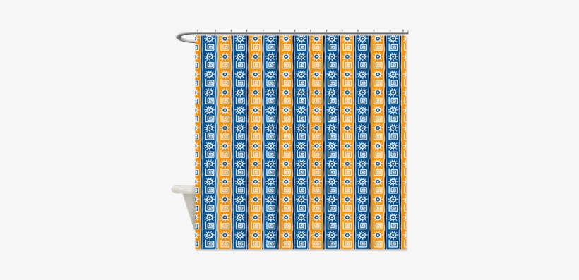Blue And Gold Ashanti Tribal Pattern Shower Curtain, transparent png download