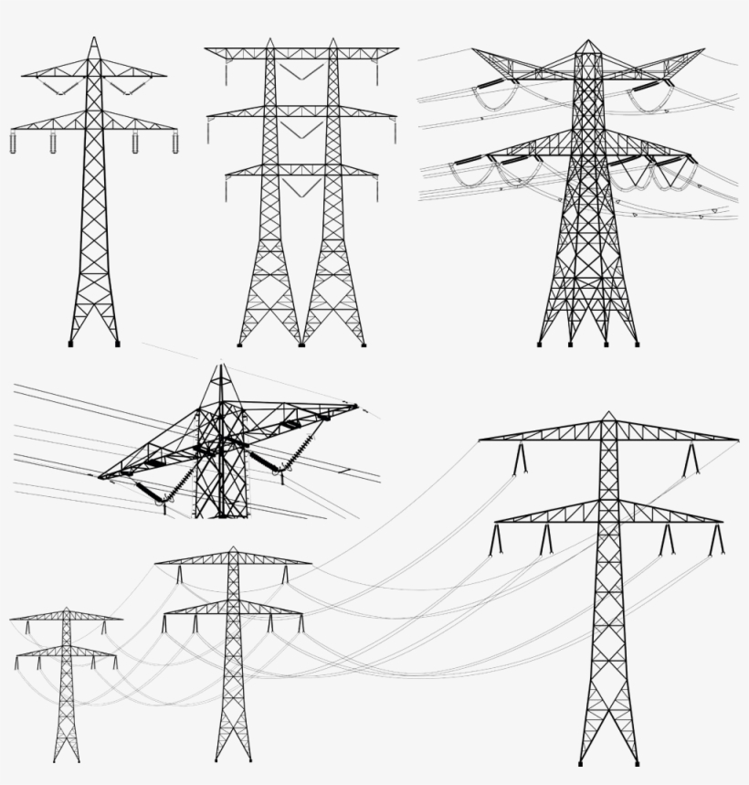 Clip Freeuse Library Transmission Tower Overhead Power - Transmission Line 500 Kv, transparent png download