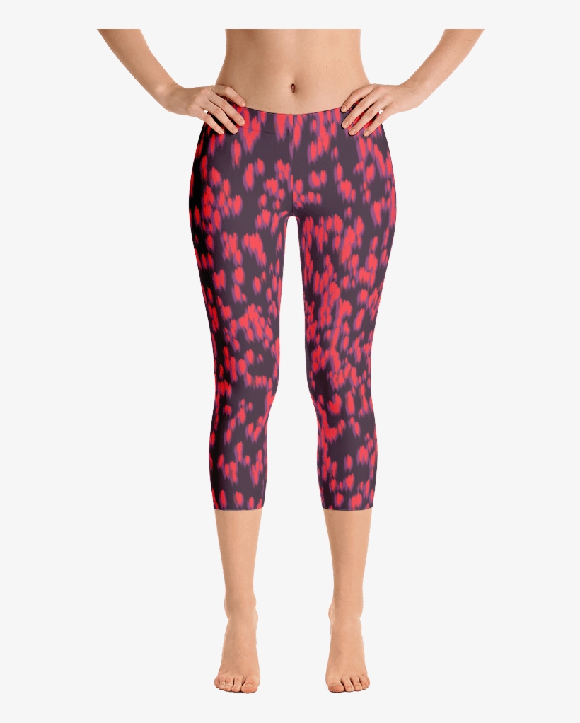 Bleeding Hearts Capri Leggings Front View - Midnight-teal Halftone Sneakers, transparent png download