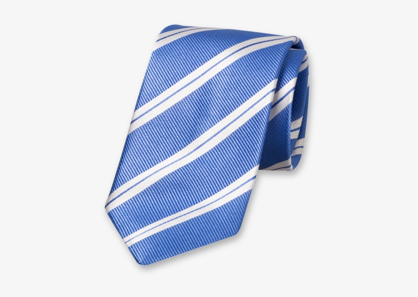 Blue Tie With White Stripes - Necktie, transparent png download
