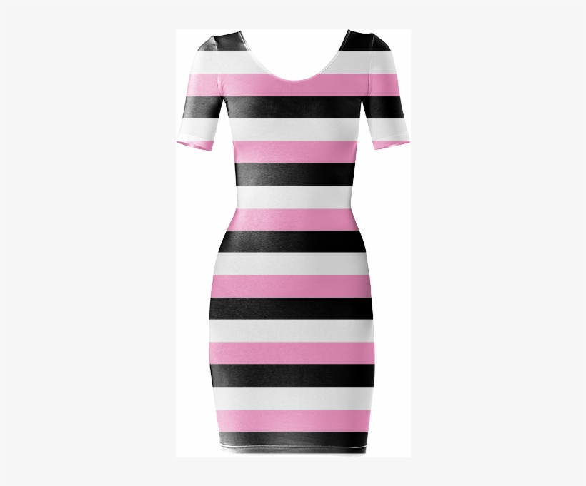 Black, Pink And White Stripes Bodycon Dress $85 - Day Dress, transparent png download