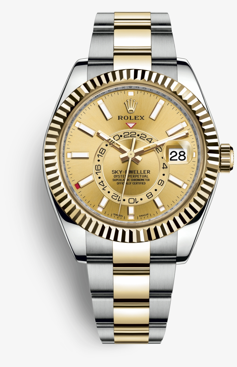 Sky-dweller - Rolex Sky Dweller Yellow Gold Silver Dial, transparent png download