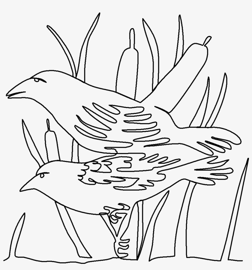 Bird Pair In Cattails - Quilting, transparent png download