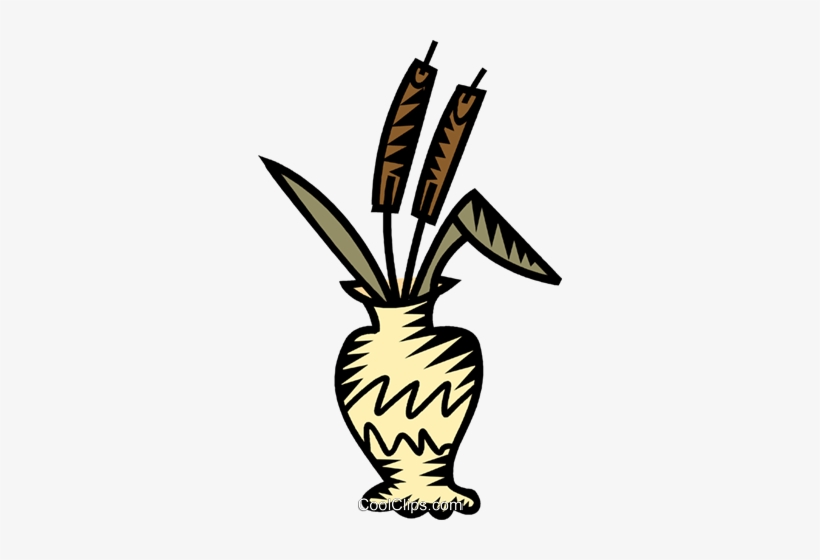 Cat Tails In A Vase Royalty Free Vector Clip Art Illustration, transparent png download