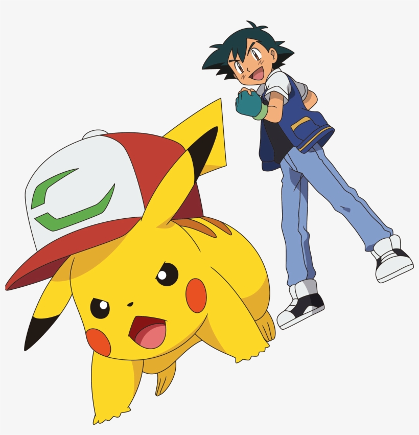 Pikachu Con Gorra P20 Y Ash - Ash Movie 20, transparent png download