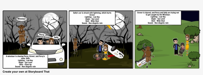 A Minotaur Is Chasing Percy, Grover, And Percy's Mo - Cartoon, transparent png download