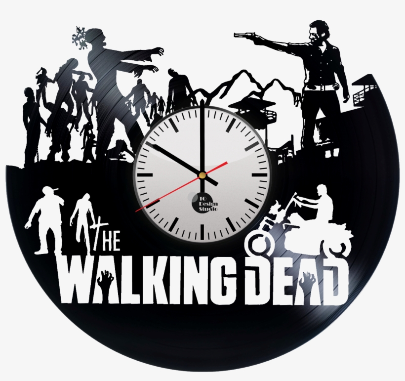 The Walking Dead Handmade Vinyl Record Wall Clock Fan - Walking Dead Clock, transparent png download