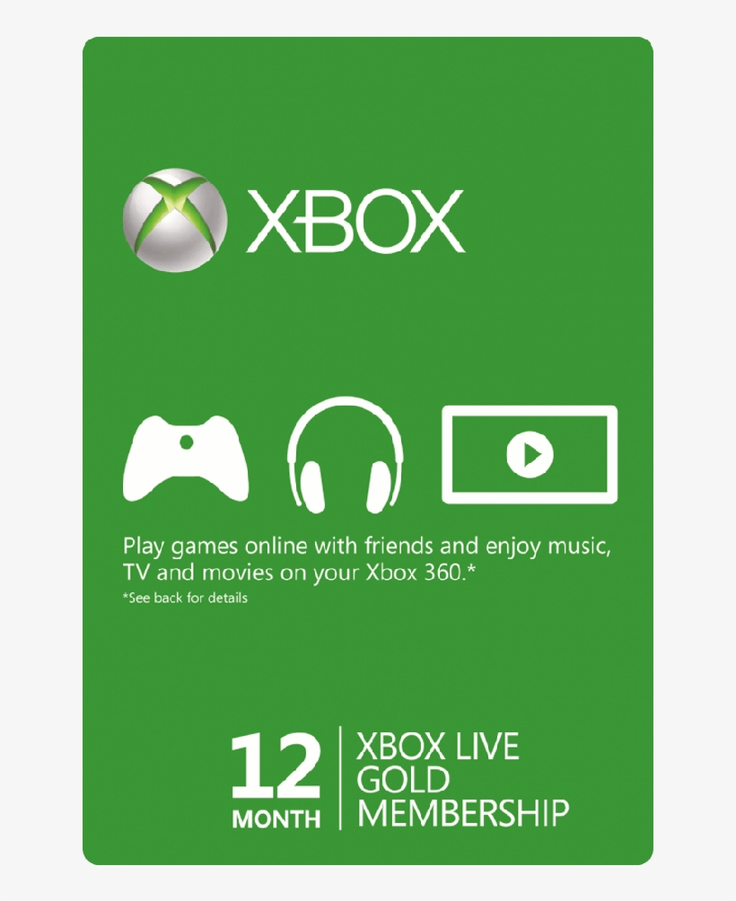 Xbox Live Gold 12 Month - Xbox Live Card Png, transparent png download