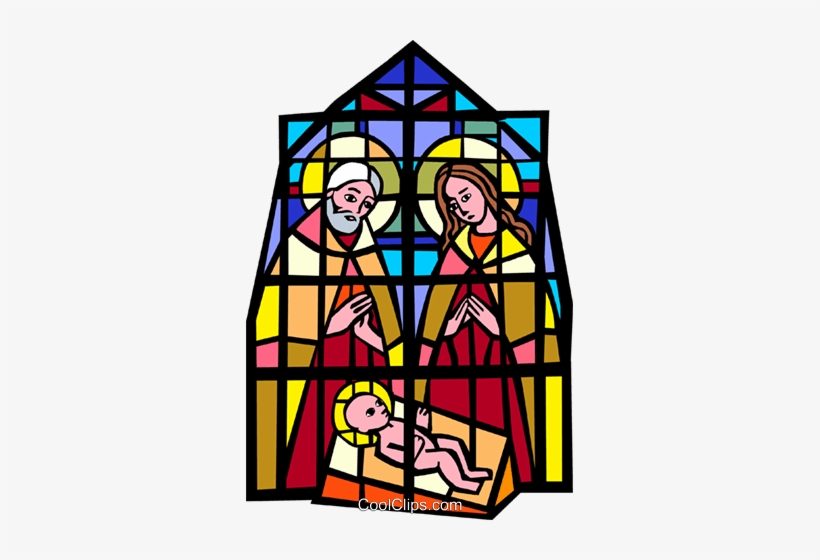 Stained Glass Jesus, Joseph, Mary Royalty Free Vector - Christmas 2 Rectangle Magnet, transparent png download