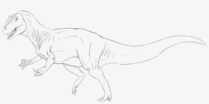 Allosaurus Line Art By Viergacht On Deviantart Clipart - Allosaurus Lineart, transparent png download