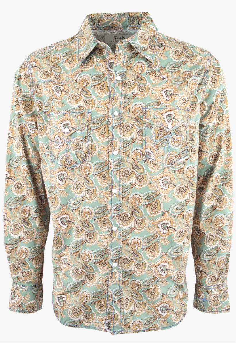Ryan Michael Paisley Print Snap Shirt - Shirt, transparent png download