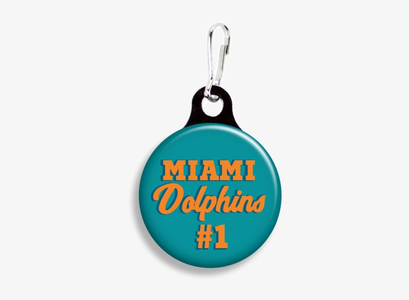 Miami Dolphins - Zoogee Pzp1ds-b - Zipper Pulls 3/4" Metal Back, transparent png download