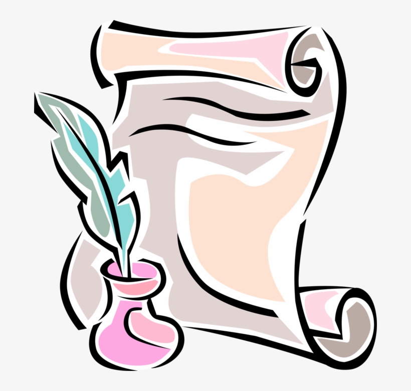 Picture Feather Quill With Parchment Image Illustration - Stylish Word In English, transparent png download