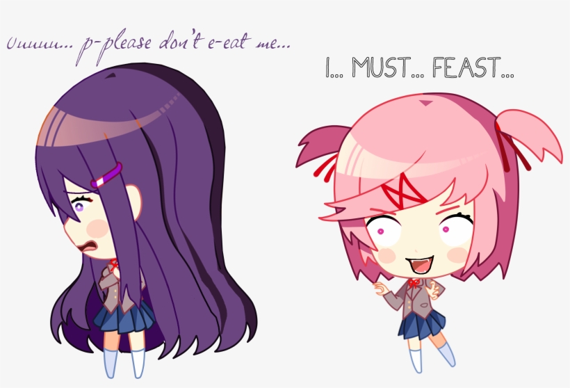 Chibi Cannibal Natsuki Ddlc Png Natsuki Ddlc Fanfiction - Doki Doki Literature Club!, transparent png download