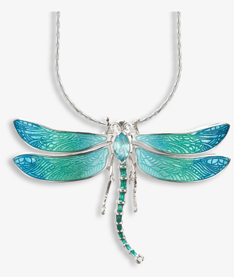 Nicole Barr Silver Enamel Dragonfly Necklace With Sapphire - Blue Dragonfly Necklace - Sterling Silver 18 Inch, transparent png download