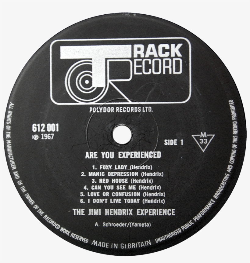 612001 Jimi Hendrix Label - Jimi Hendrix Track Records, transparent png download