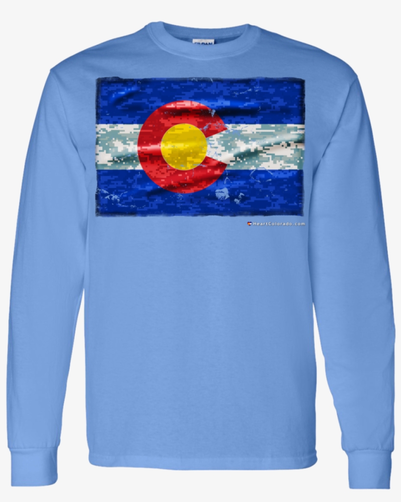 Digital Camo Colorado Flag Men's Long Sleeve Shirt-heart - Al03 - Iowa Hawkeyes Arch Logo Long Sleeve - X-large, transparent png download