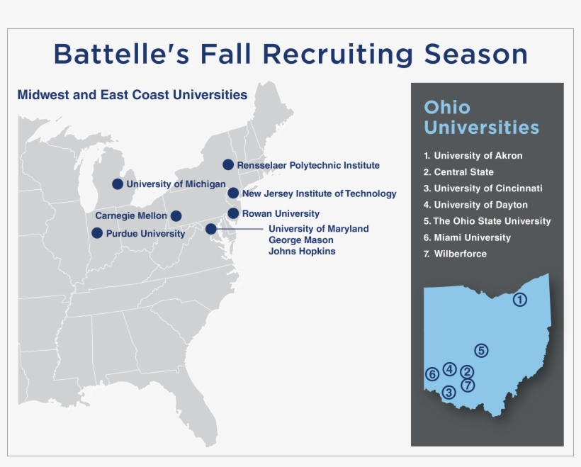 Battelle Fall 2018 Recruiting Map - Map, transparent png download