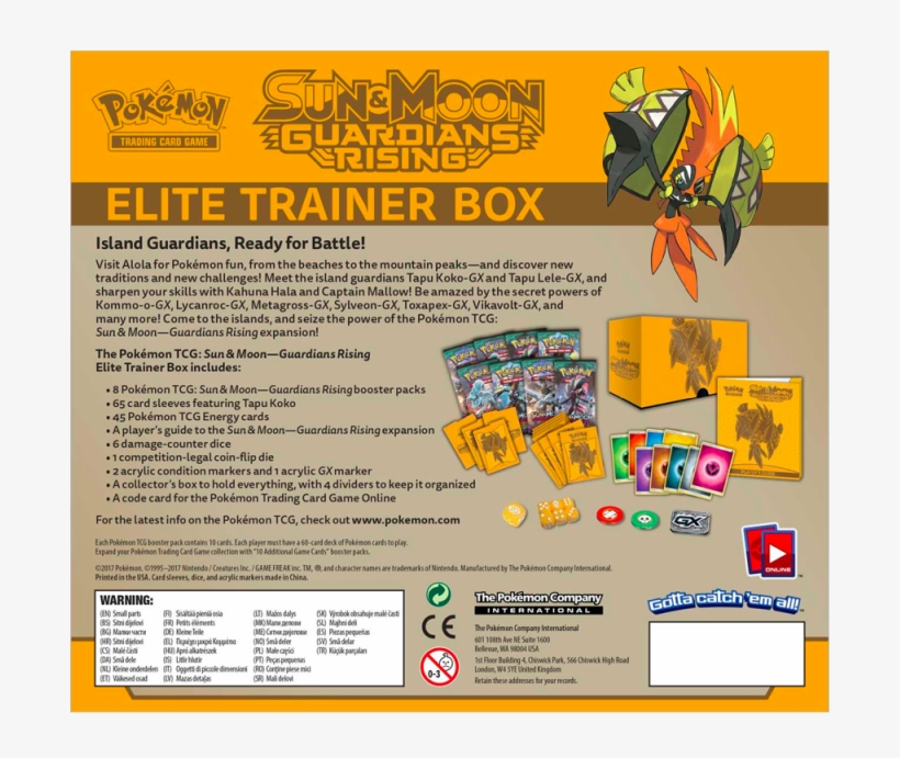 Sun & Moon Guardians Rising - Pokemon Ccg: Sun And Moon Guardians Rising Elite Trainer, transparent png download