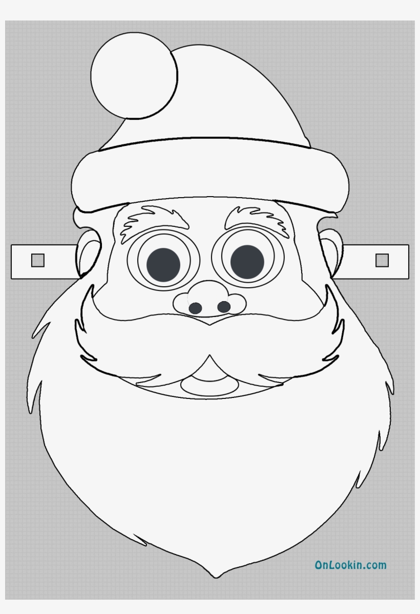 Santa Face Mask Cut Out To Print And Colour - Facial, transparent png download