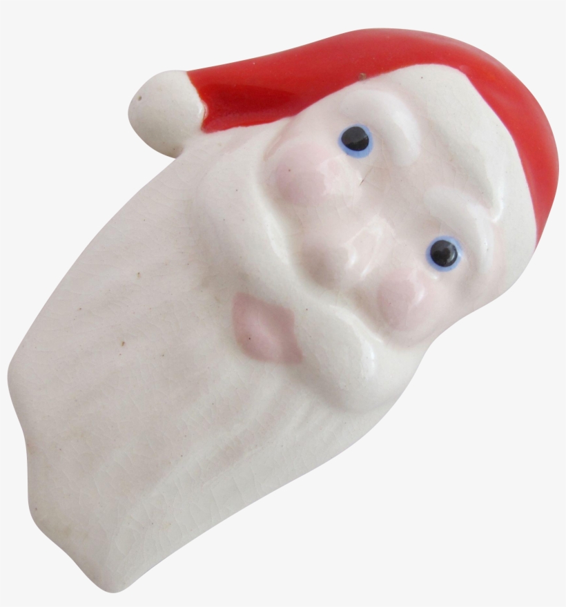 Vintage Ruby Z Ceramic Santa Face Brooch - Sheep, transparent png download