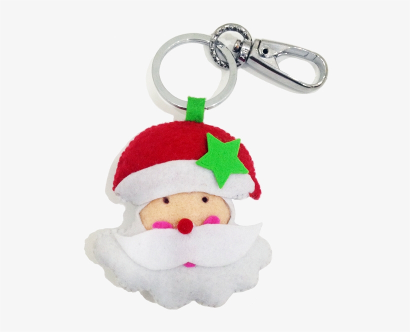 Santa Face Felt Keychain - Keychain, transparent png download
