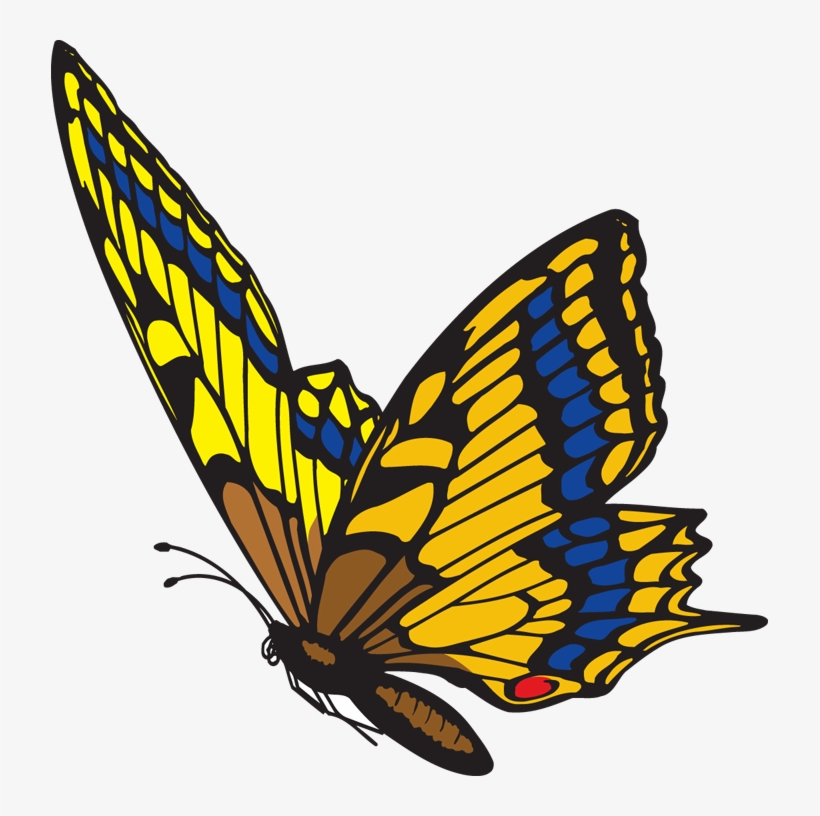 Yellow Clipart Monarch Butterfly - Flying Butterfly Clipart Png, transparent png download