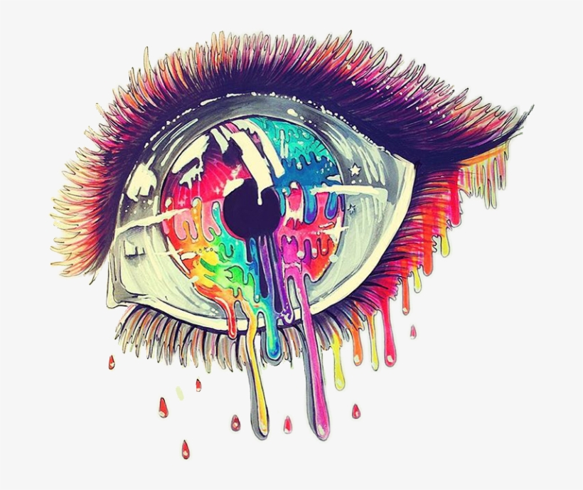 Ojo Lagrima Colores Triste Mirada Ojos - Drawing, transparent png download