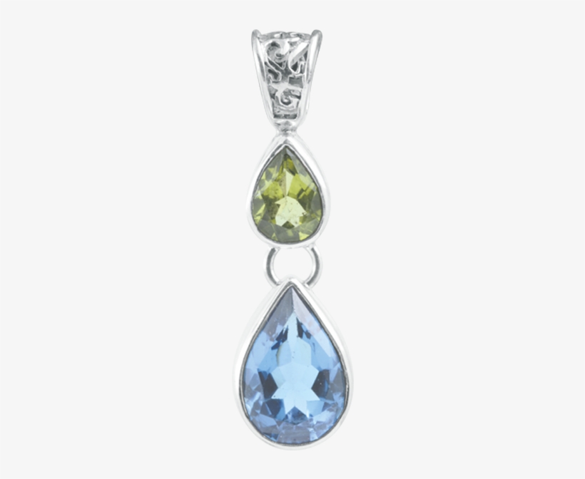 Blue Topaz And Peridot Sterling Silver Pendant - Silver, transparent png download