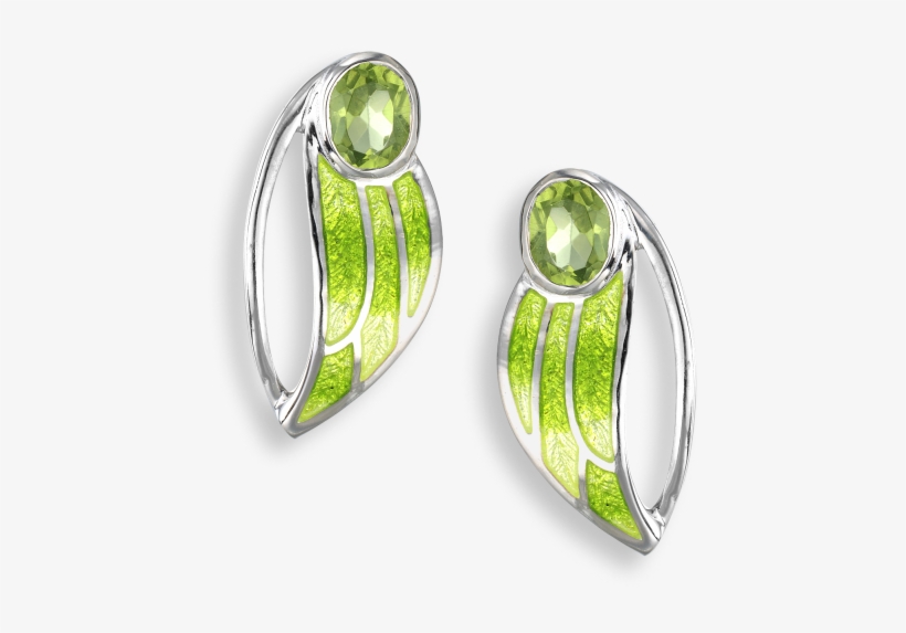 Peridot Contoured Leaf Stud Earrings - Green Contoured Leaf Stud Earrings - Sterling Silver, transparent png download