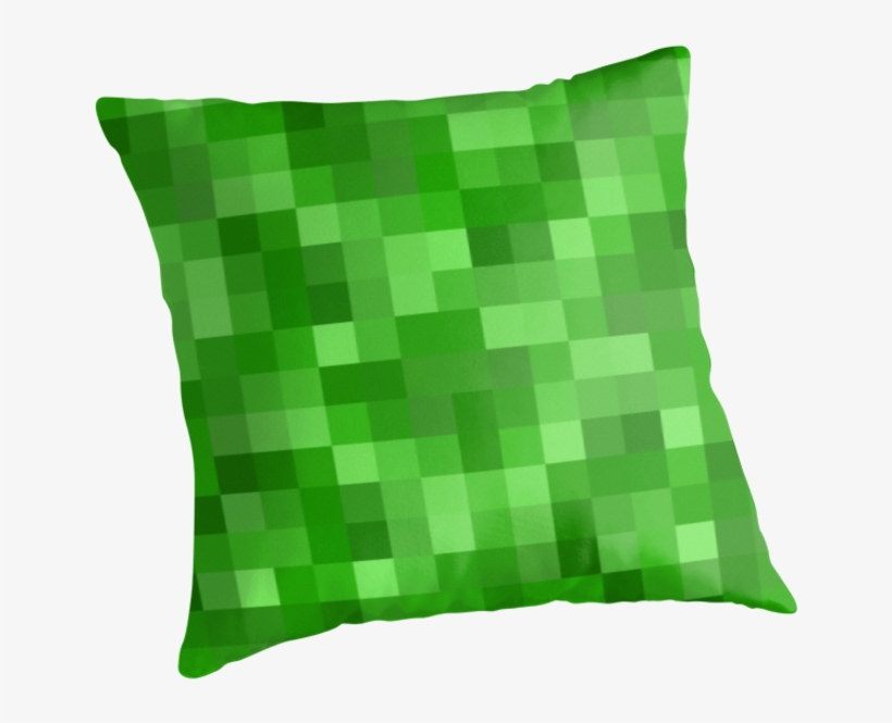Minecraft Themed Kids Room Green Pixel Pillow Pillow Png Image