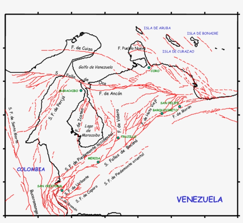 Mapa Neotectónico Del Occidente Venezolano Con Las - Fallas Tectonicas De Venezuela, transparent png download