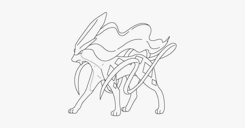 Lineart Of Suicune By Inukawaiilover On Deviantart - Suicune Black And White, transparent png download