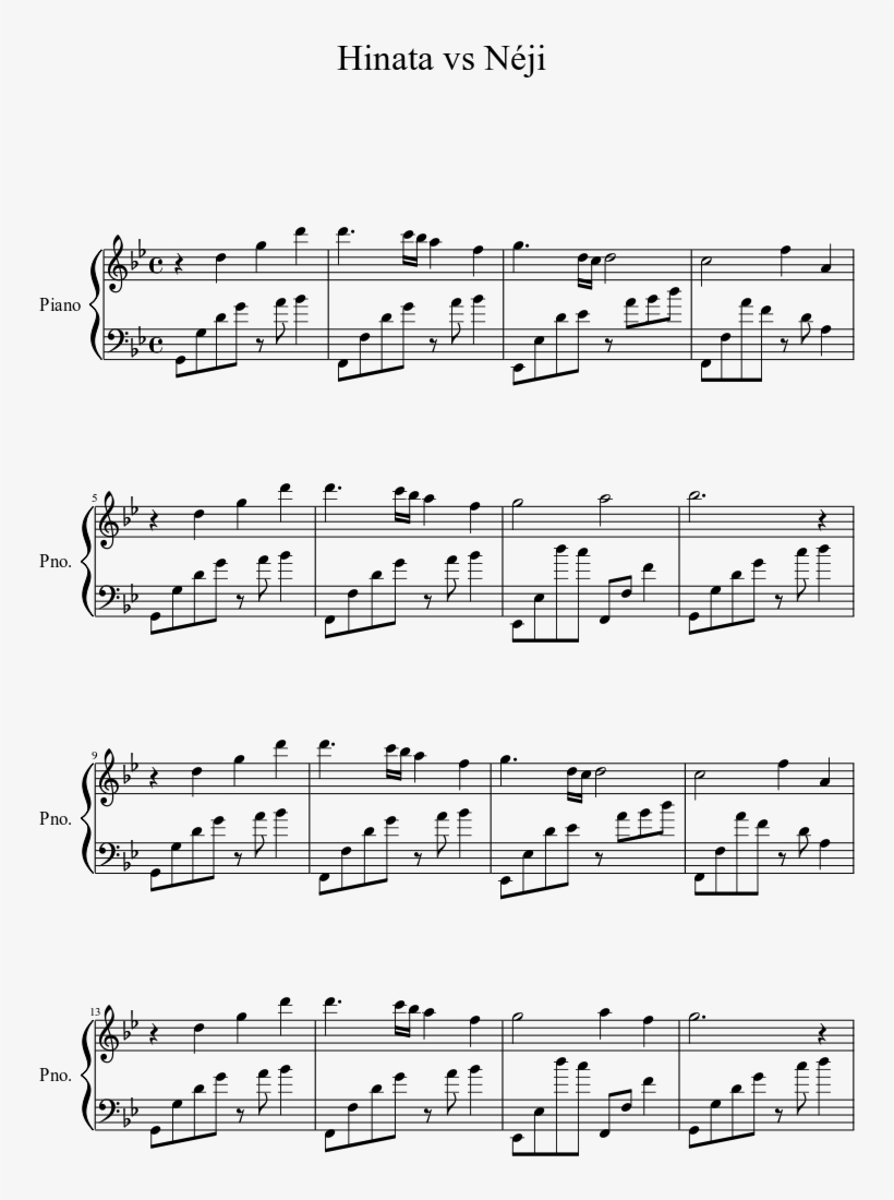 Hinata Vs Néji Sheet Music 1 Of 3 Pages - Hallelujah Song Piano, transparent png download