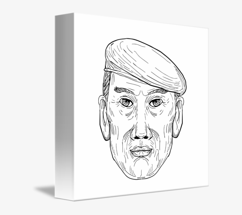 Soldier Wearing Beret Front Drawing By Aloysius Patrimonio - Drawing, transparent png download