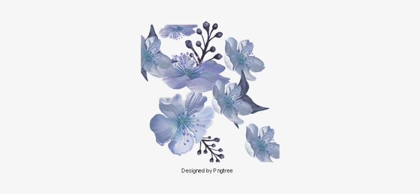 Hand Painted Blue Flowers, Hand, Simple, Petal Png - Malva, transparent png download