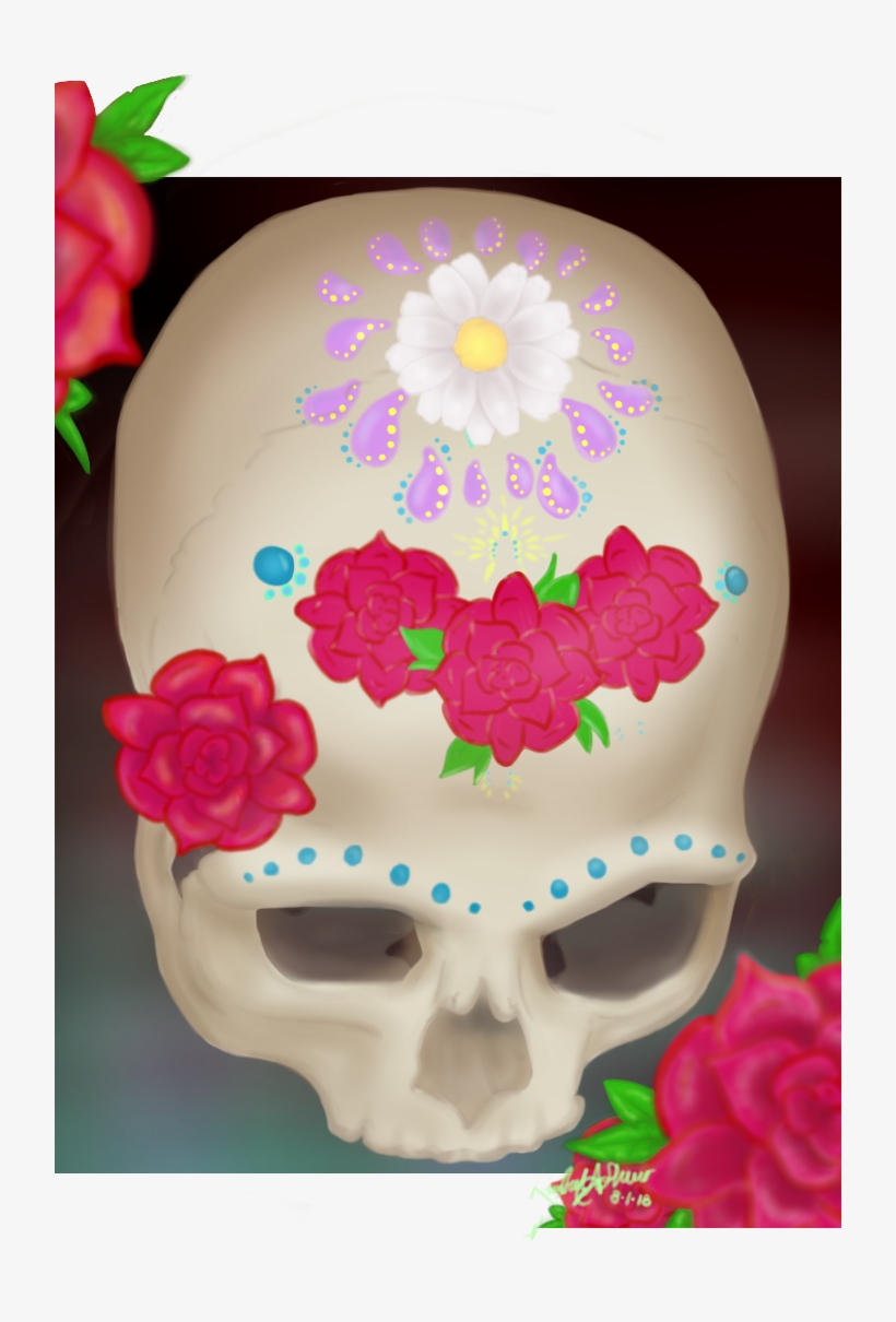 Digital Painting Of A Skull Painted For Dia De Los - Calavera, transparent png download