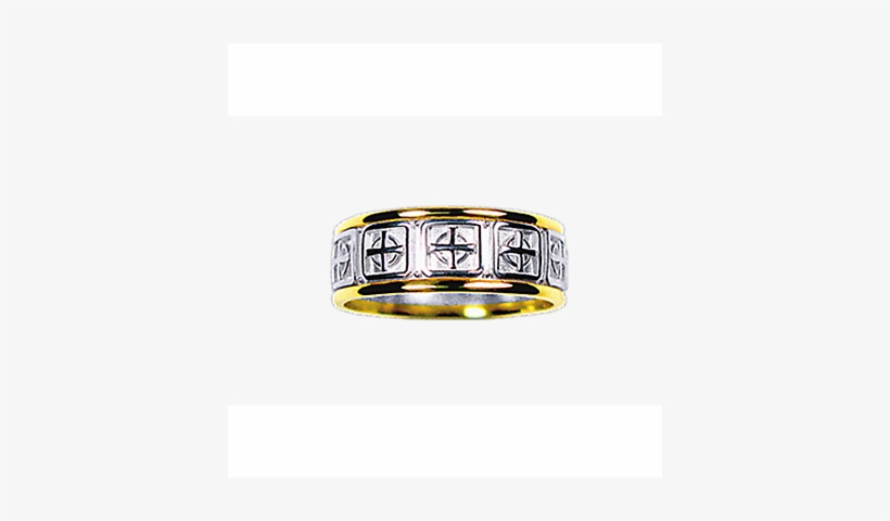 Men's Yellow Gold Trim With White Gold Celtic Cross - Titanium Ring, transparent png download