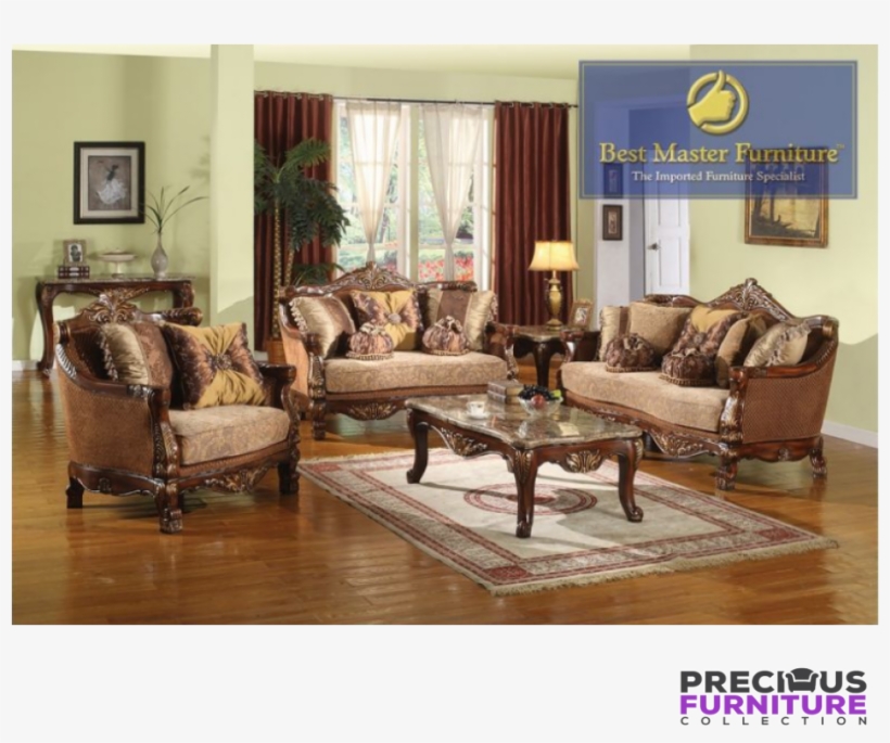 Best Master D081 Chocolate Fabric Cherry With Gold - Mariano Furniture