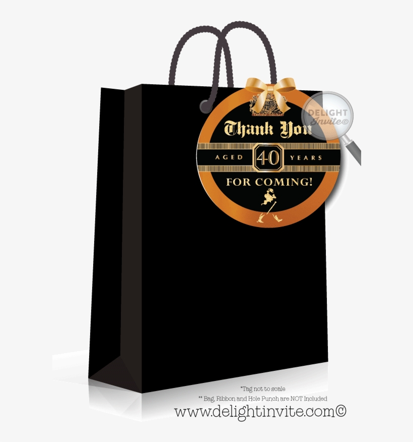 Johnnie Walker Black Label 40th Birthday Favor Tag - Johnny Walker Black Invitations, transparent png download